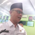 Kepala Kemenag Jombang, Muhajir saat dimintai keterangan. Senin (15/5/2023).