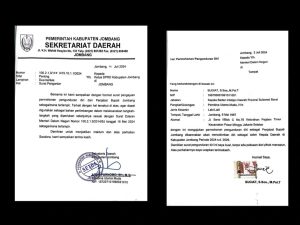 Beredar surat pengunduran diri Pj Bupati Jombang Sugiat. 