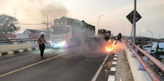 Kecelakaan di jembatan Ploso, Kabupaten Jombang, Minggu (15/9/2024).