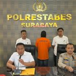 Konferensi pers kasus begal payudara di Polrestabes Surabaya