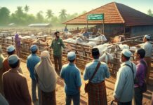 Ilustrasi kelompok ternak dibuat dengan AI