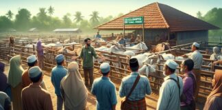 Ilustrasi kelompok ternak dibuat dengan AI