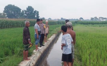 Polisi melihat lokasi pria tersambar petir di jarak, Jogoroto, Jombang, Minggu (1/6/2025). Bongkah.id/Karimatul Maslahah/