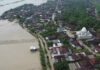 Kondisi banjir di Desa Bakalanrayung, Kecamatan Kudu, Kabupaten Jombang.