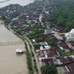 Kondisi banjir di Desa Bakalanrayung, Kecamatan Kudu, Kabupaten Jombang.