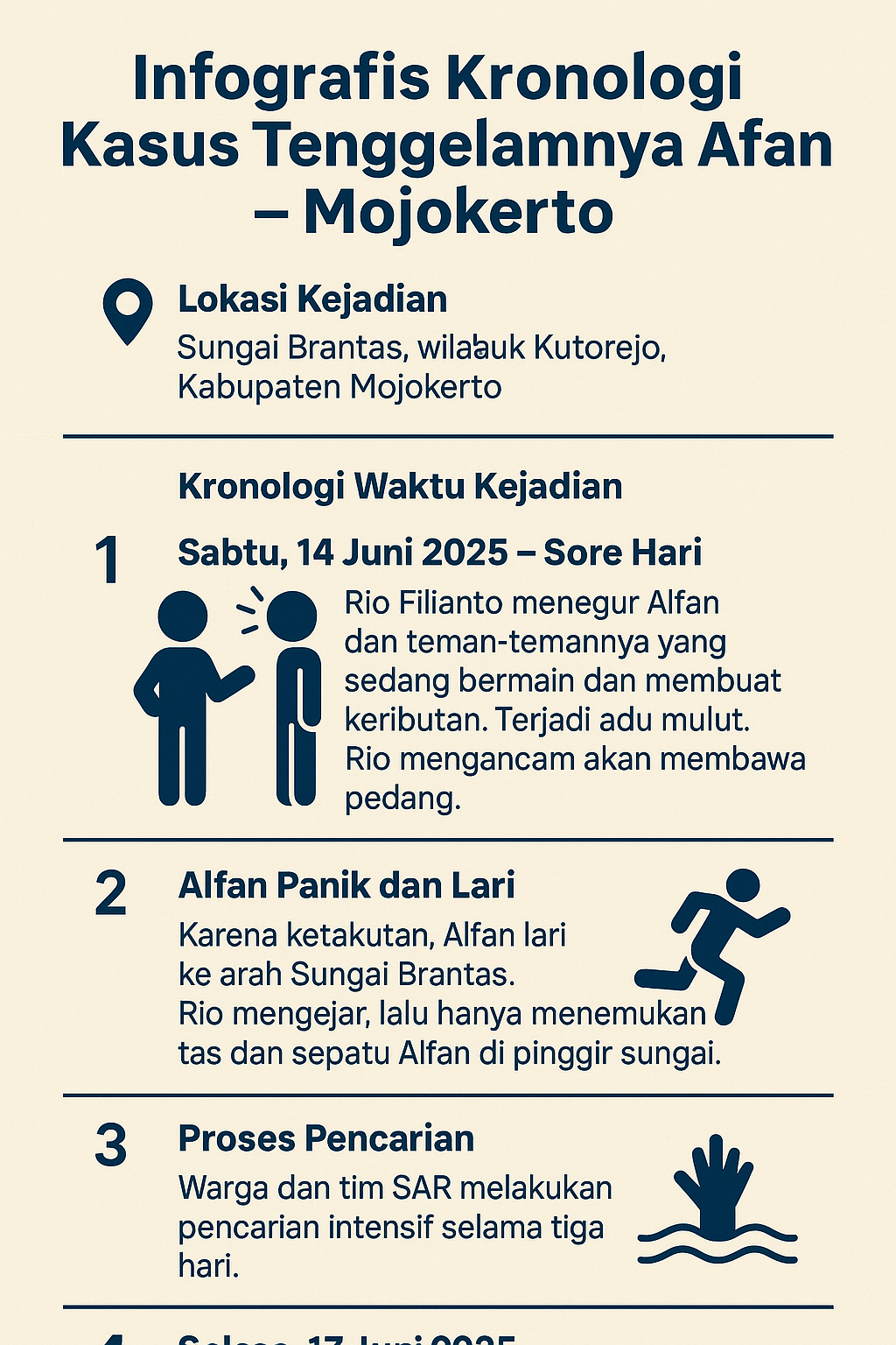 Infografis kronologi lengkap pria di Mojokerto tenggelam di sungai Brantas
