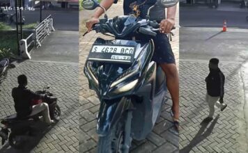 rekaman CCTV Fendi saat membawa motor Lilik warga Jombang./bongkah.id/Karimatul Maslahah/