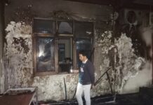 Kebakaran Bidang Perumahan Rakyat dan Kawasan Permukiman (BPRKP) milik Dinas Pekerjaan Umum dan Penataan Ruang (DPUPR) Kota Mojokerto, Sabtu (28/6/2025)