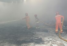 Kebakaran gudang mebel di Jember, Jumat (15/8/2025). Bongkah id/Muhammad Hatta/