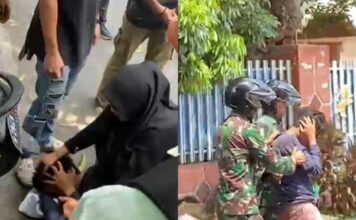 pelaku saat diamankan dan diamuk masa./bongkah.id/Karimatul Maslahah/
