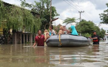 Banjir yang sempat merendam wilayah Kecamatan Sumobito, Kabupaten Jombang./bongkah.id/Karimatul Maslahah/