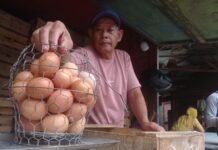 Produksi Telur Ayam di Jombang Anjlok 10 Persen, Akibat Cuaca Ekstrem Penjual ayam telur di pasar tradisional Jombang./bongkah.id/Karimatul Maslahah/