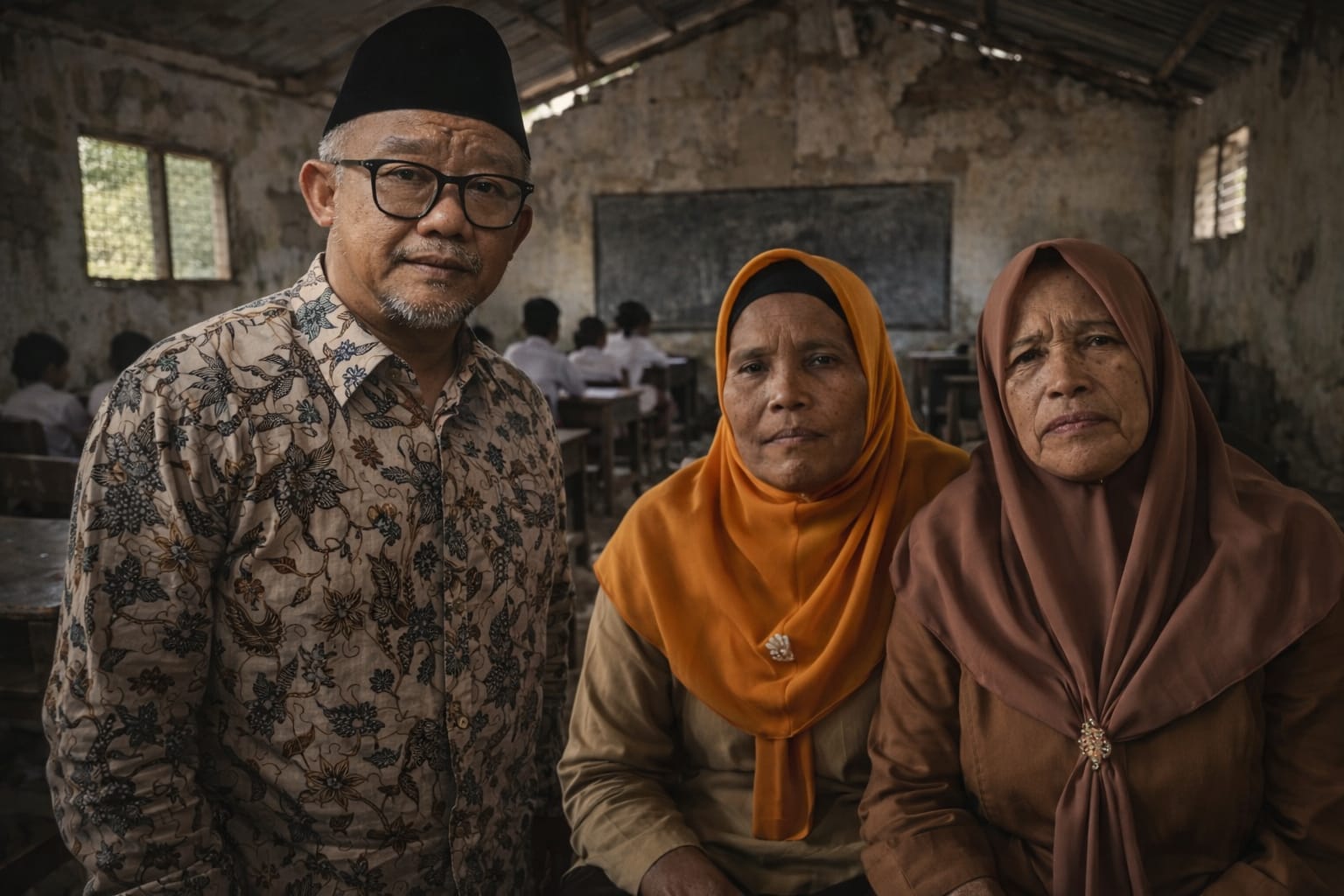 Mendikdasmen, Abdul Mu’ti dan dua guru honorer di Sumatera Utara. Nurlan Nasution (57), Zaleha Nasution (54) masing-masing digaji Rp 250.000 per bulan.